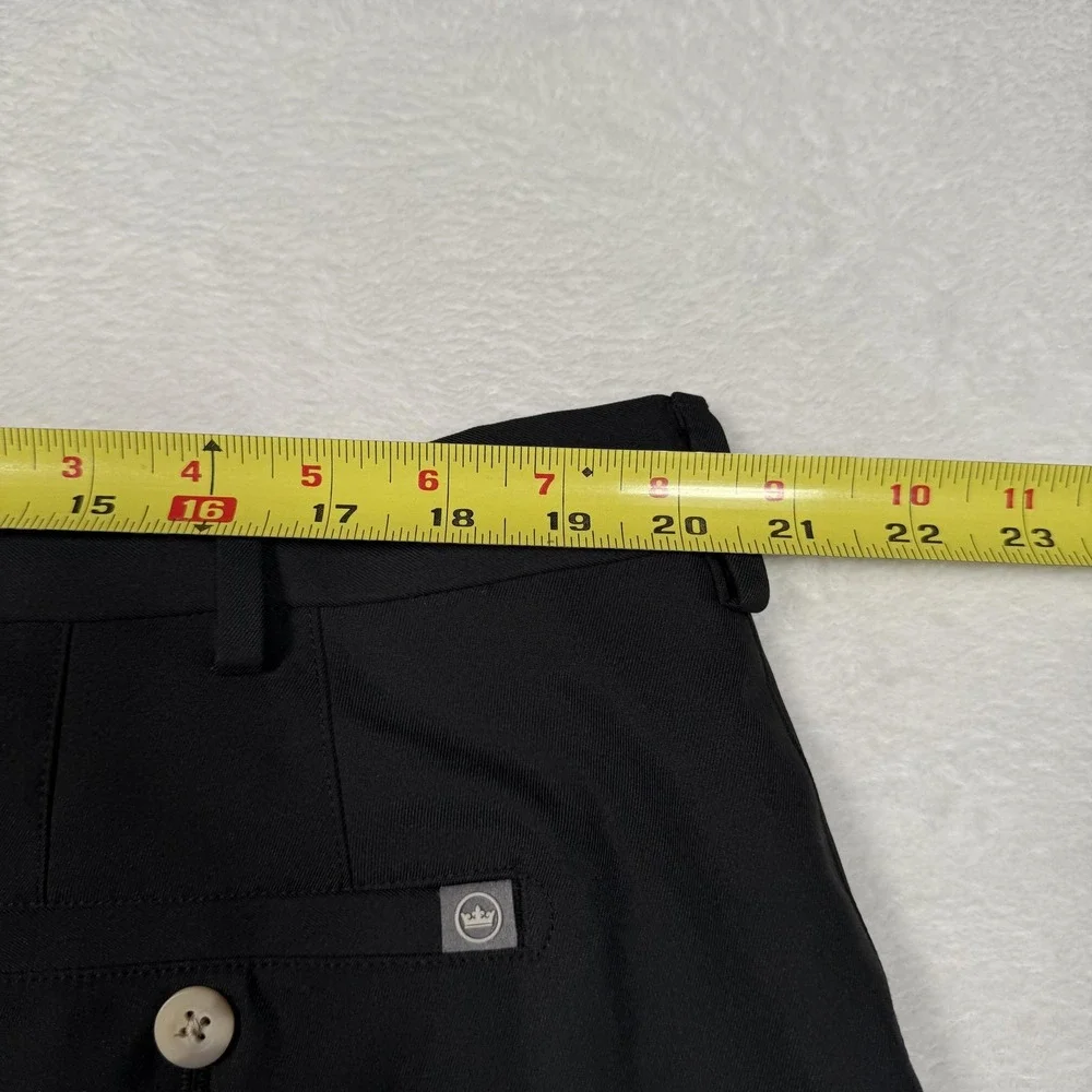 Peter Millar Shorts‎ Mens 40 Black Performance Golf Chino Flat Front Crown Logo